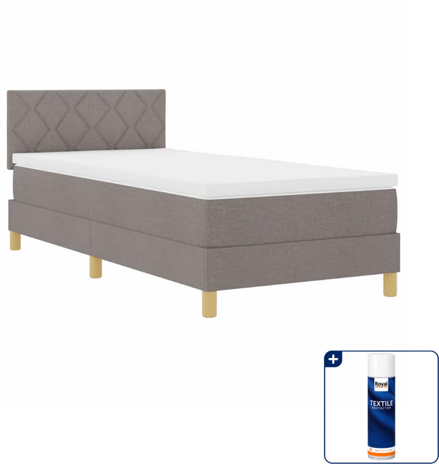 vidaXL boxspring - 90 x 190 cm - taupe - Inclusief textielbeschermer 500 ml