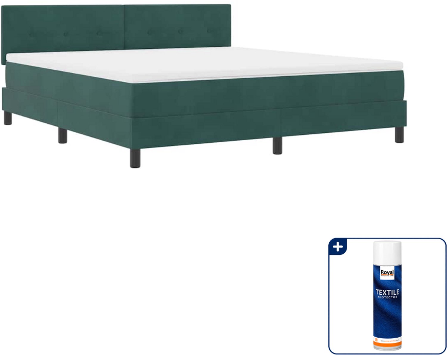 vidaXL LED boxspring Kingsize - 180 x 200 cm - donkergroen - Inclusief textielbeschermer 500 ml