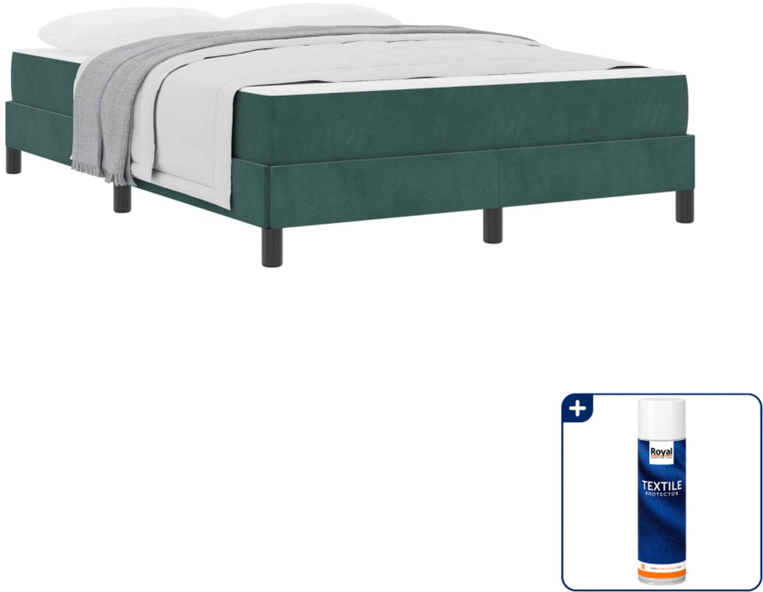vidaXL boxspringbed met matras - Small double - 140 x 200 cm - donkergroen - Inclusief textielbeschermer 500 ml