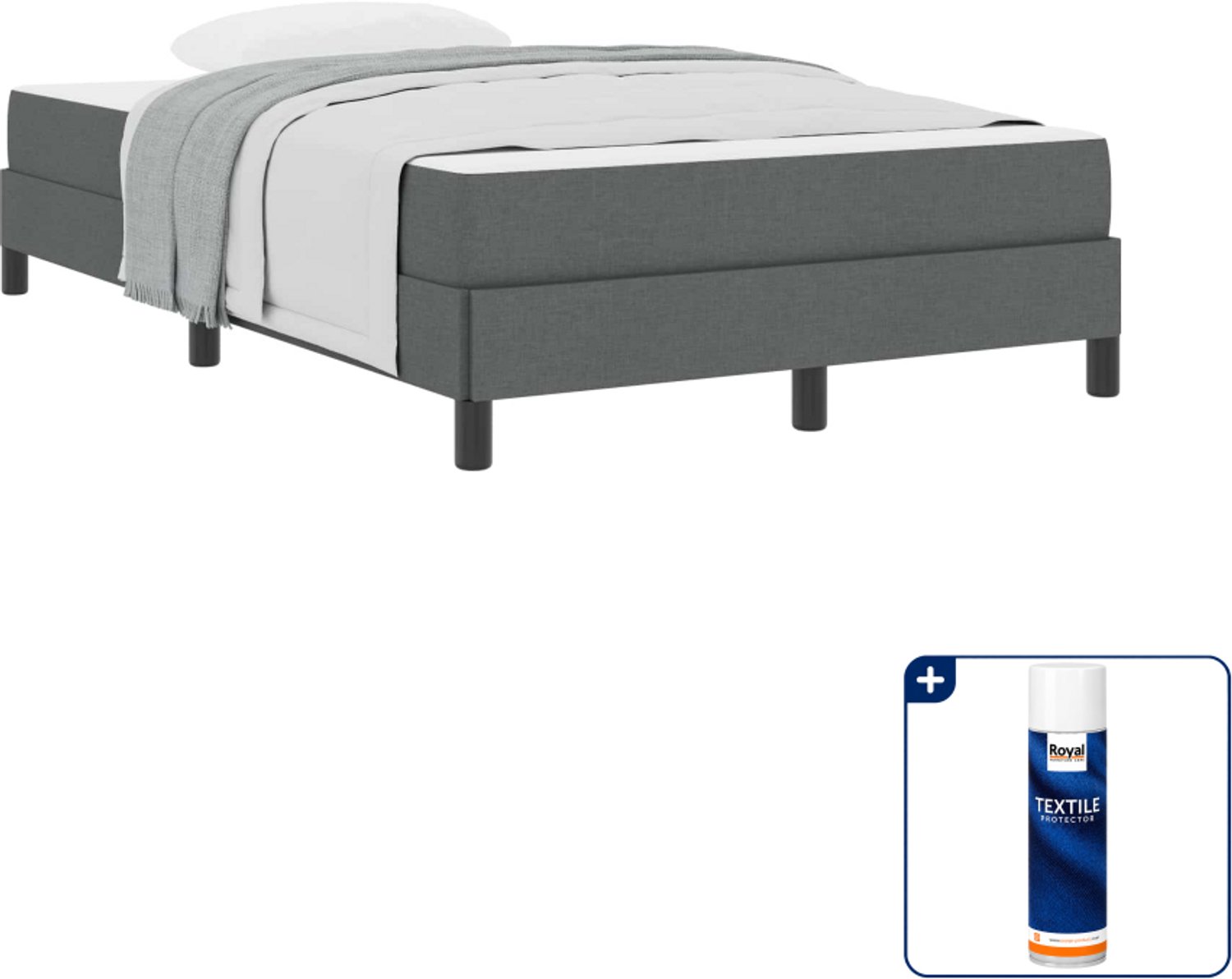 vidaXL boxspringbed - 120 x 200 cm - donkergrijs - Inclusief textielbeschermer 500 ml Bruin