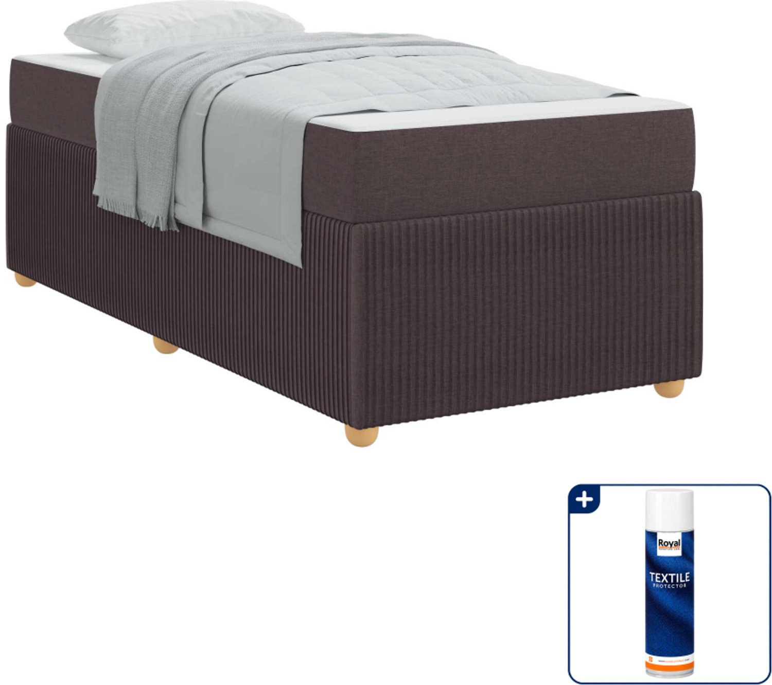 vidaXL Bedframe - 80 x 200 cm - donkerbruin - Inclusief textielbeschermer 500 ml Crème