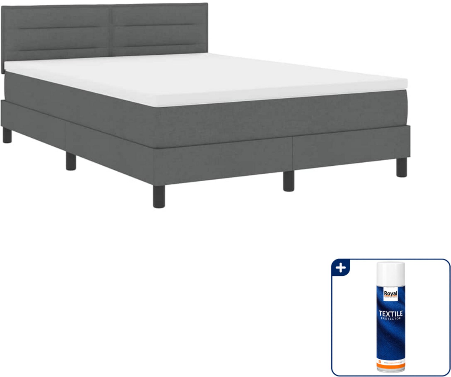 vidaXL Boxspring bed Queensize - 160 x 200 cm - donkergrijs - Inclusief textielbeschermer 500 ml