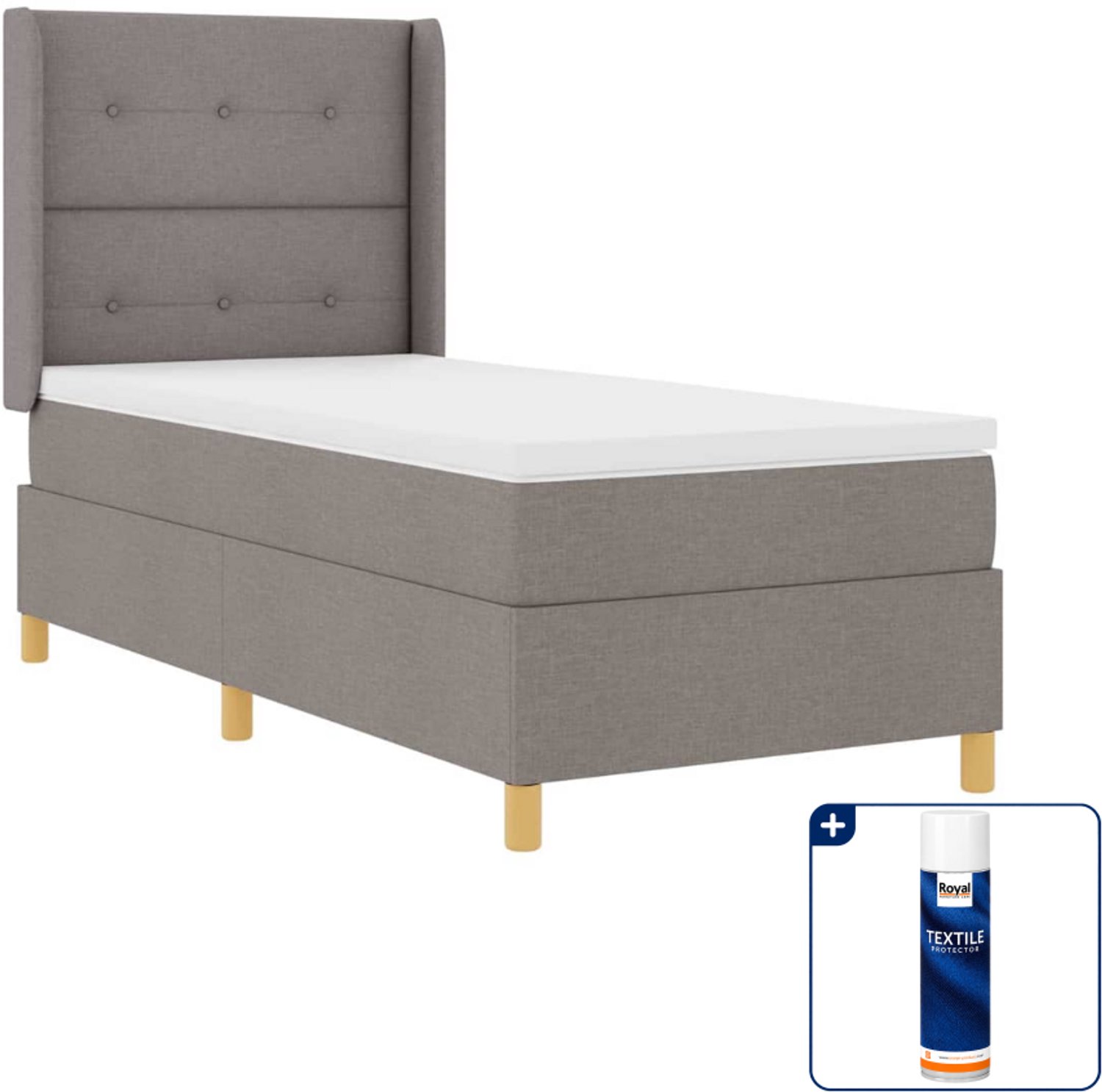 vidaXL boxspringbed met led - 100 x 200 cm - taupe - Inclusief textielbeschermer 500 ml