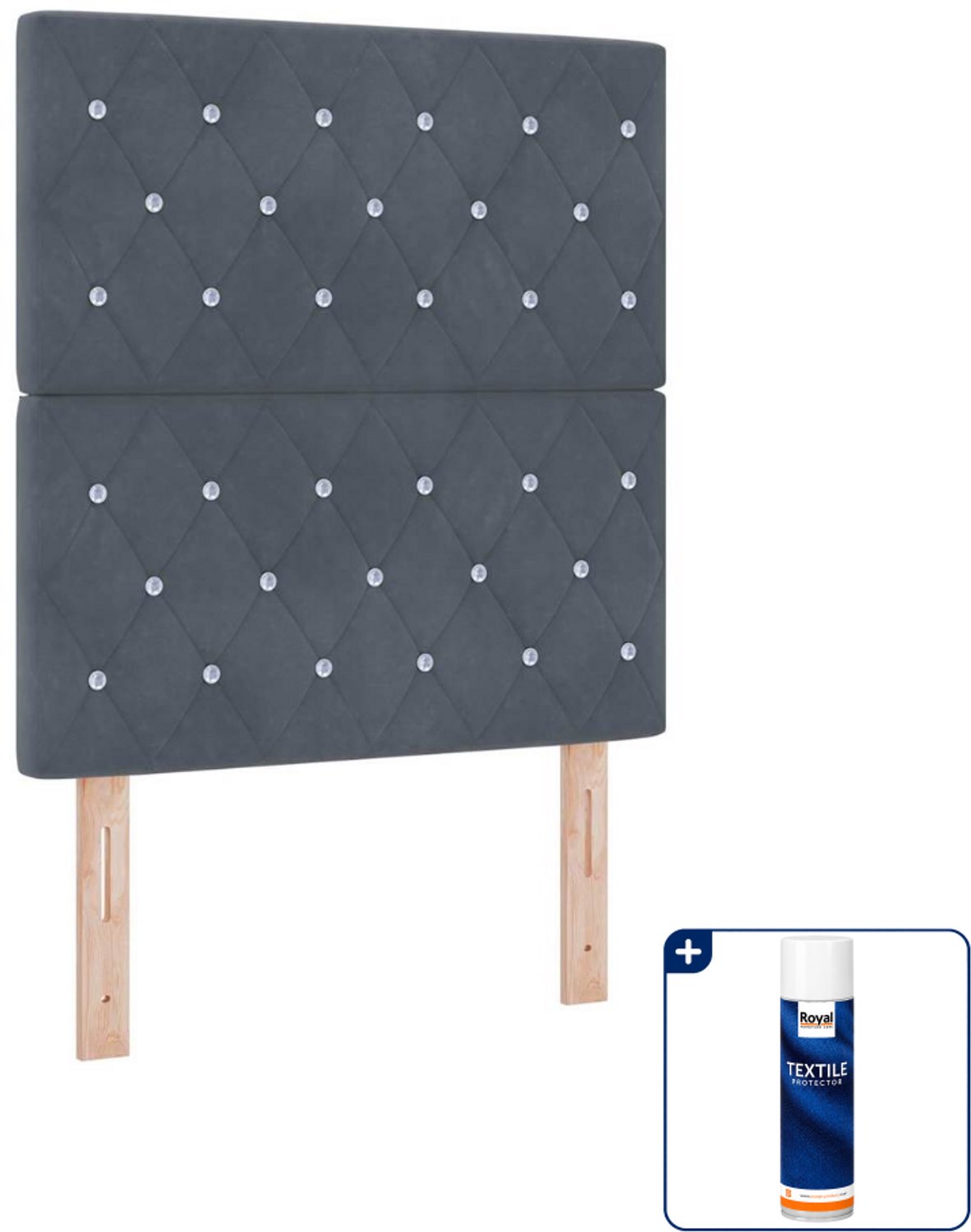vidaXL LED boxspring met matras - 80 x 200 cm - stof - donkergrijs - Inclusief textielbeschermer 500 ml