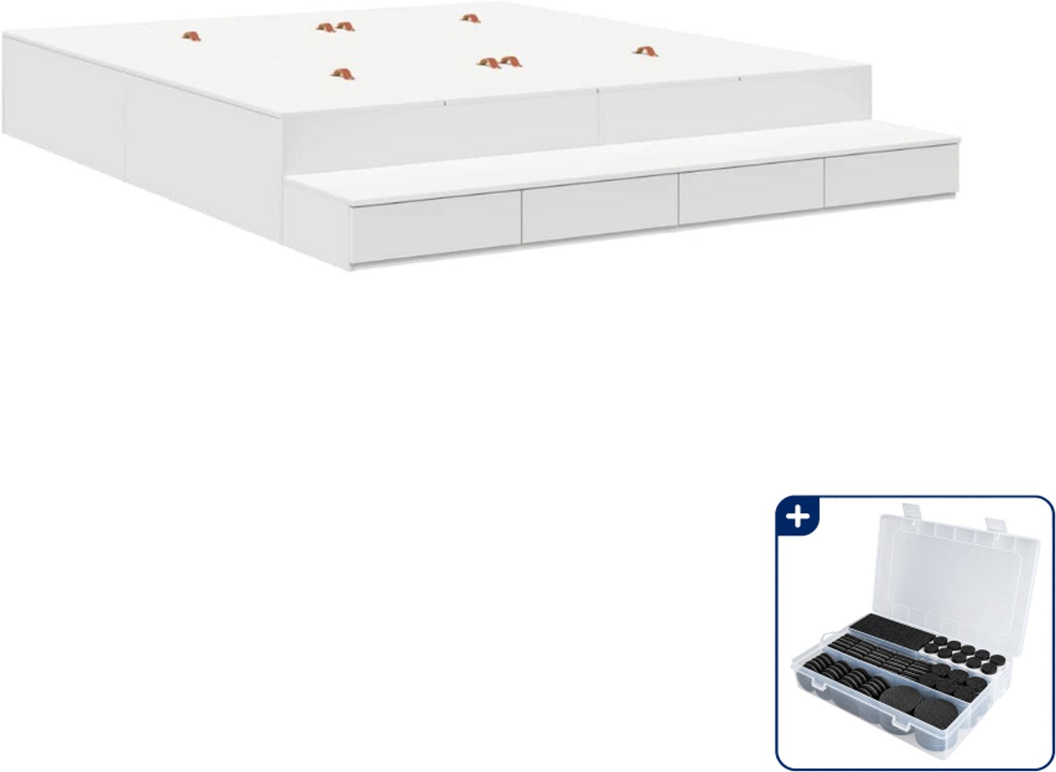 vidaXL Kingsize bedframe - 180 x 200 cm - wit - Inclusief antikrasvilt 177-delig