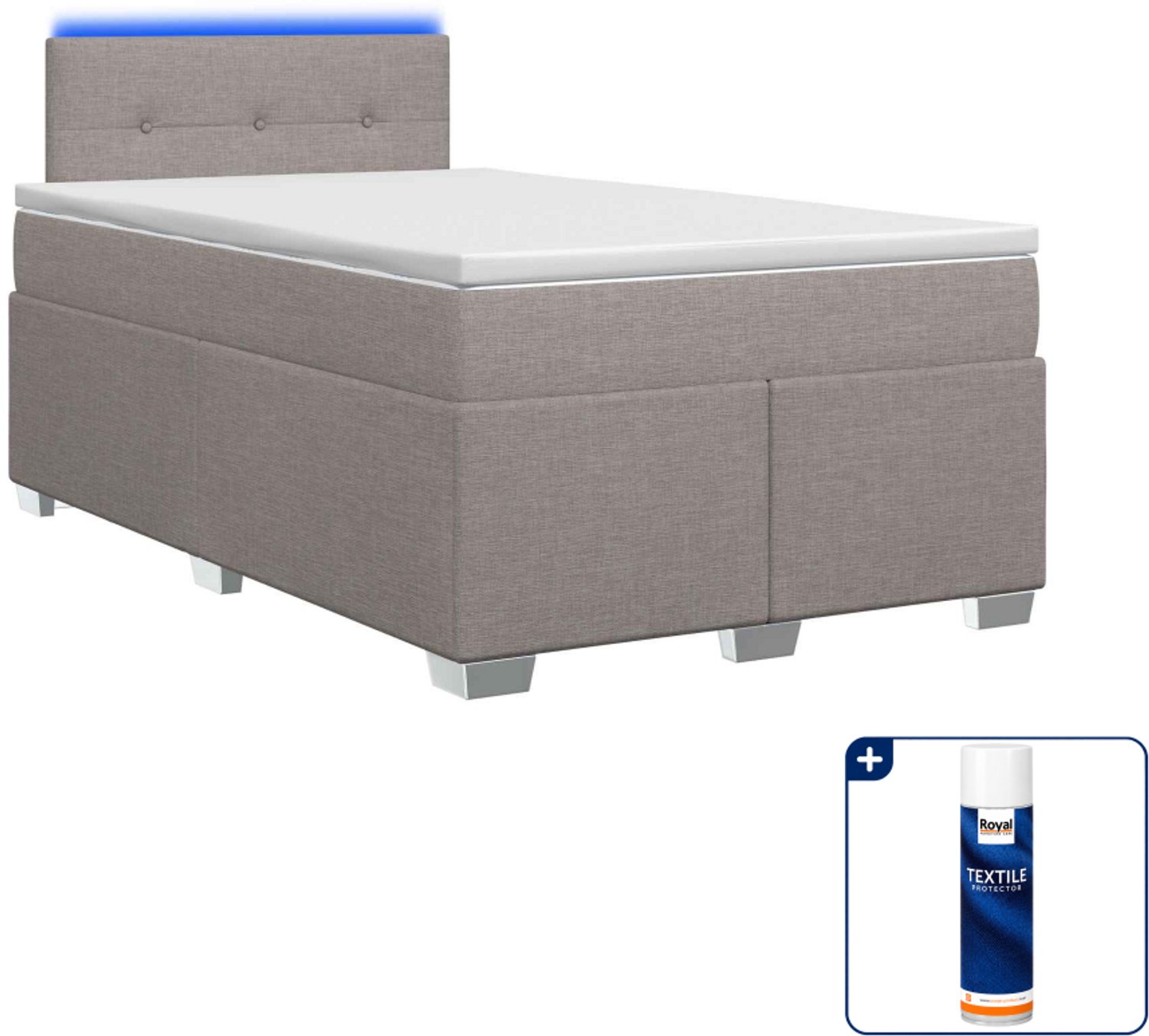 vidaXL boxspring met matras en led - 120 x 190 cm - taupe - Inclusief textielbeschermer 500 ml