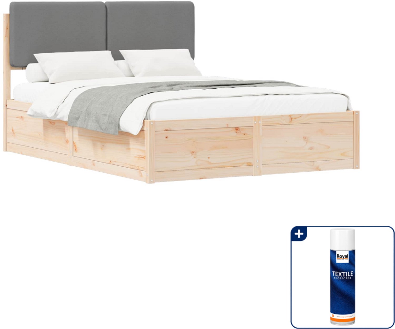 vidaXL bedframe - 140 x 190 cm - lichtgrijs - Inclusief textielbeschermer 500 ml Taupe