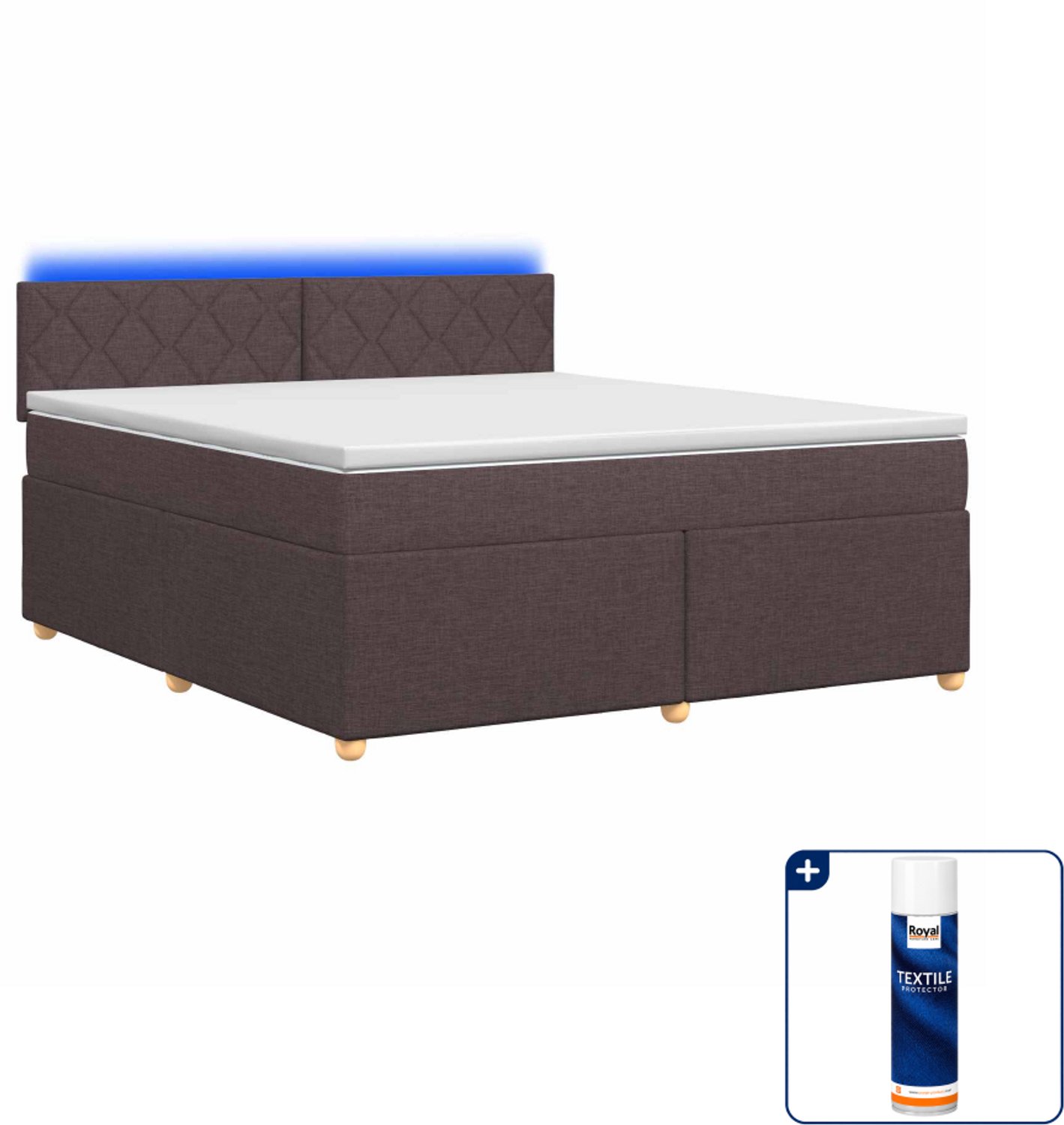 vidaXL Queensize boxspringbed met matras - 160 x 200 cm - donkerbruin - Inclusief textielbeschermer 500 ml