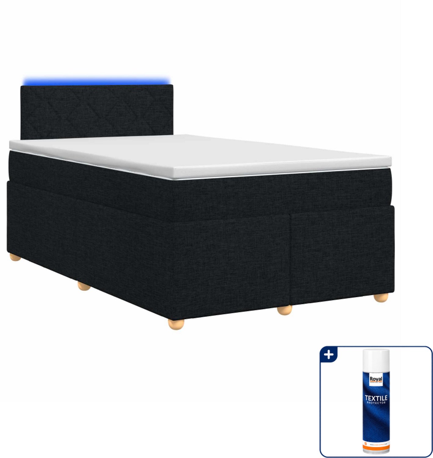 vidaXL boxspringbed met matras - 120 x 200 cm - zwart - Inclusief textielbeschermer 500 ml