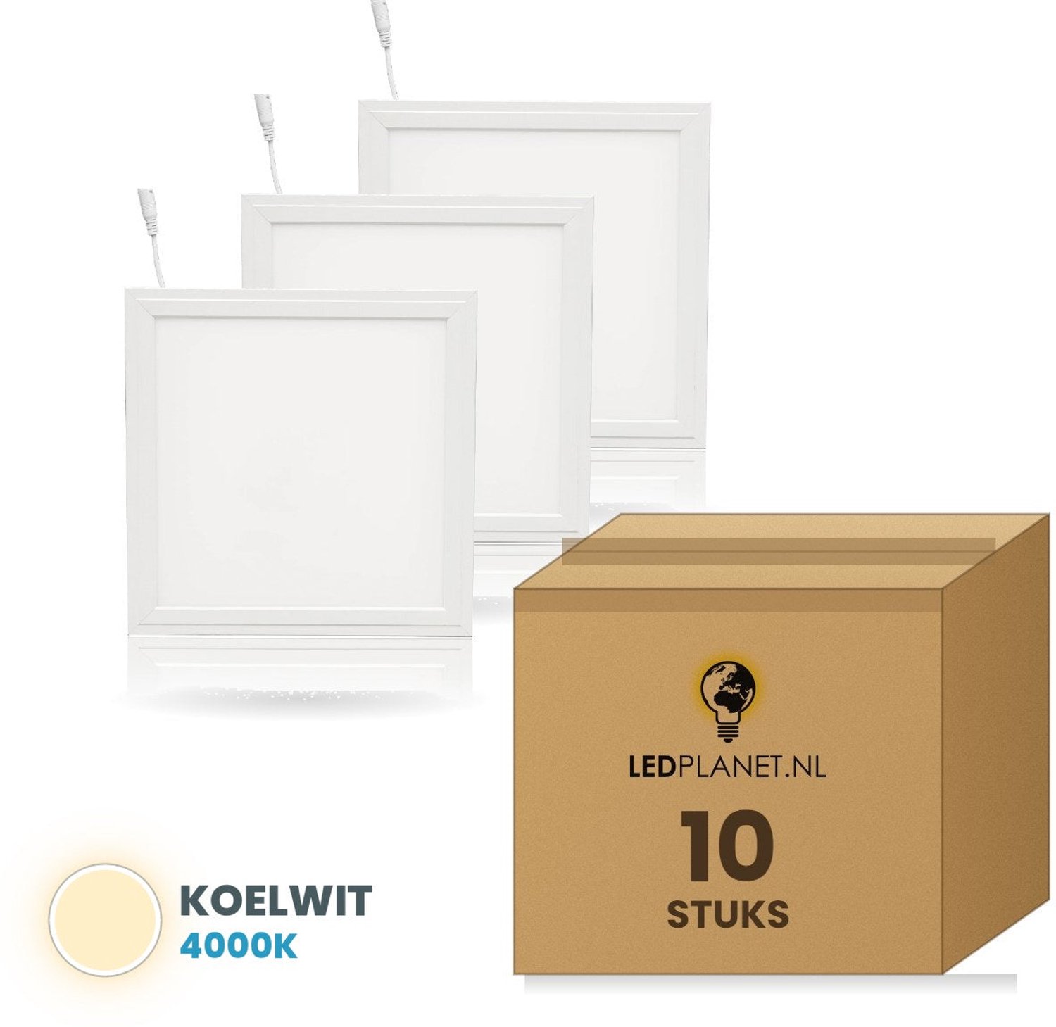 Tsong LED Paneel 300x300mm 18W - 1530 Lumen - koelwit 4000K - zilver frame - 10 stuks
