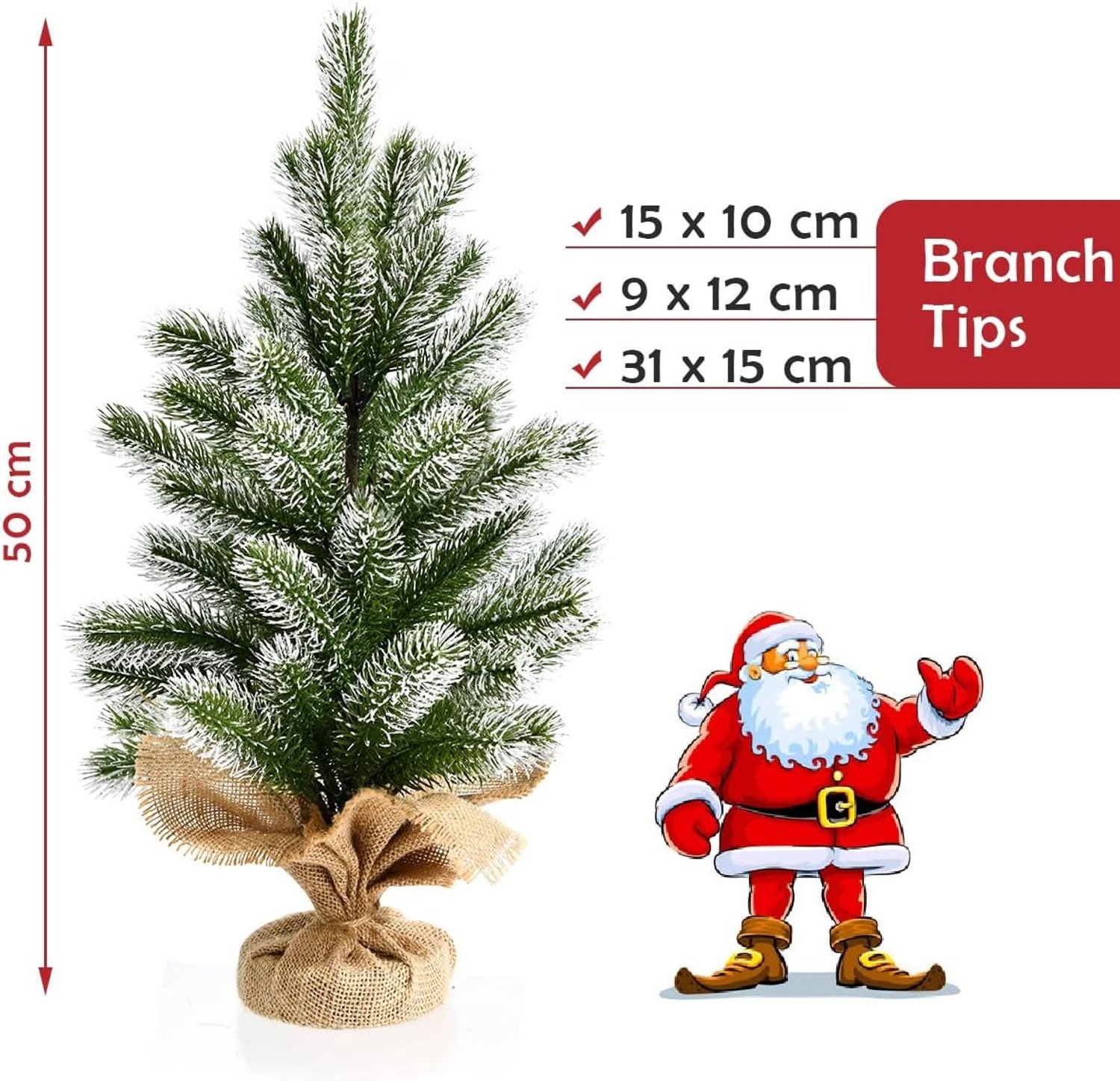 KOMFOTTEU Mini-kerstboom - kunstkerstboom klein met sneeuw en cementbasis - decoratieve boom voor Kerstmis - kerstdecoratie voor thuis, kantoor en winkels – foto 2