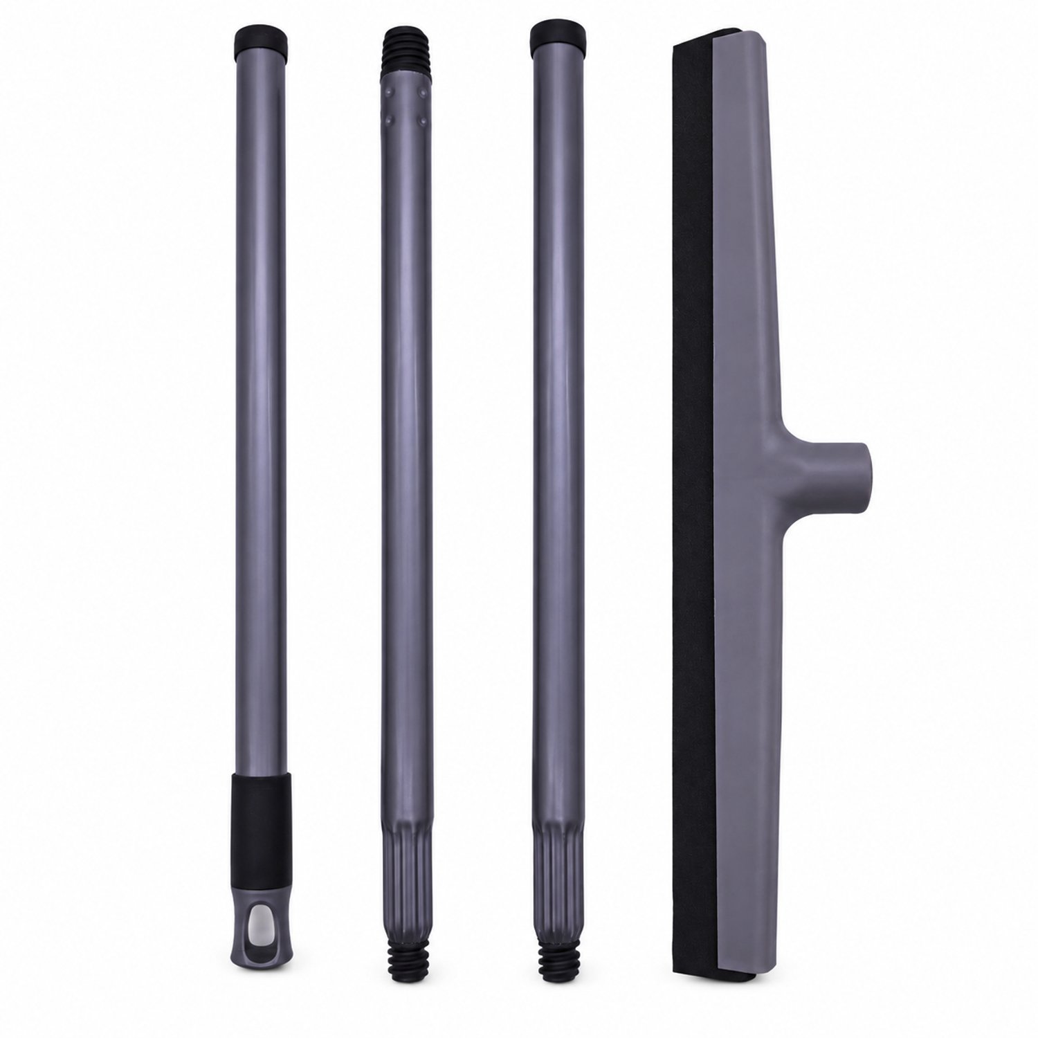 Vloertrekker 55 cm grijs - driedelige steel met schroefverbindingen en ophangoog - voor badkamervloeren - 1 set in kartonnen doos