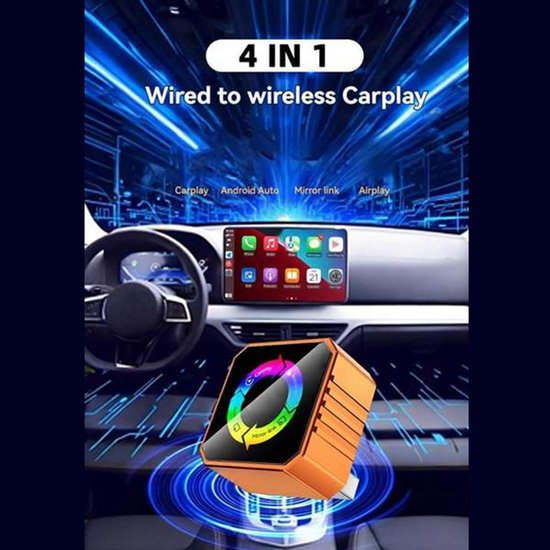 4-In-1 Draadloze CarPlay-Adapter AI Box AI Smart Box geschikt voor AirPlay/MirrorLink/geschikt voor Android Auto/CarPlay Bedraad Naar Draadloos van Merkloos — afbeelding 2