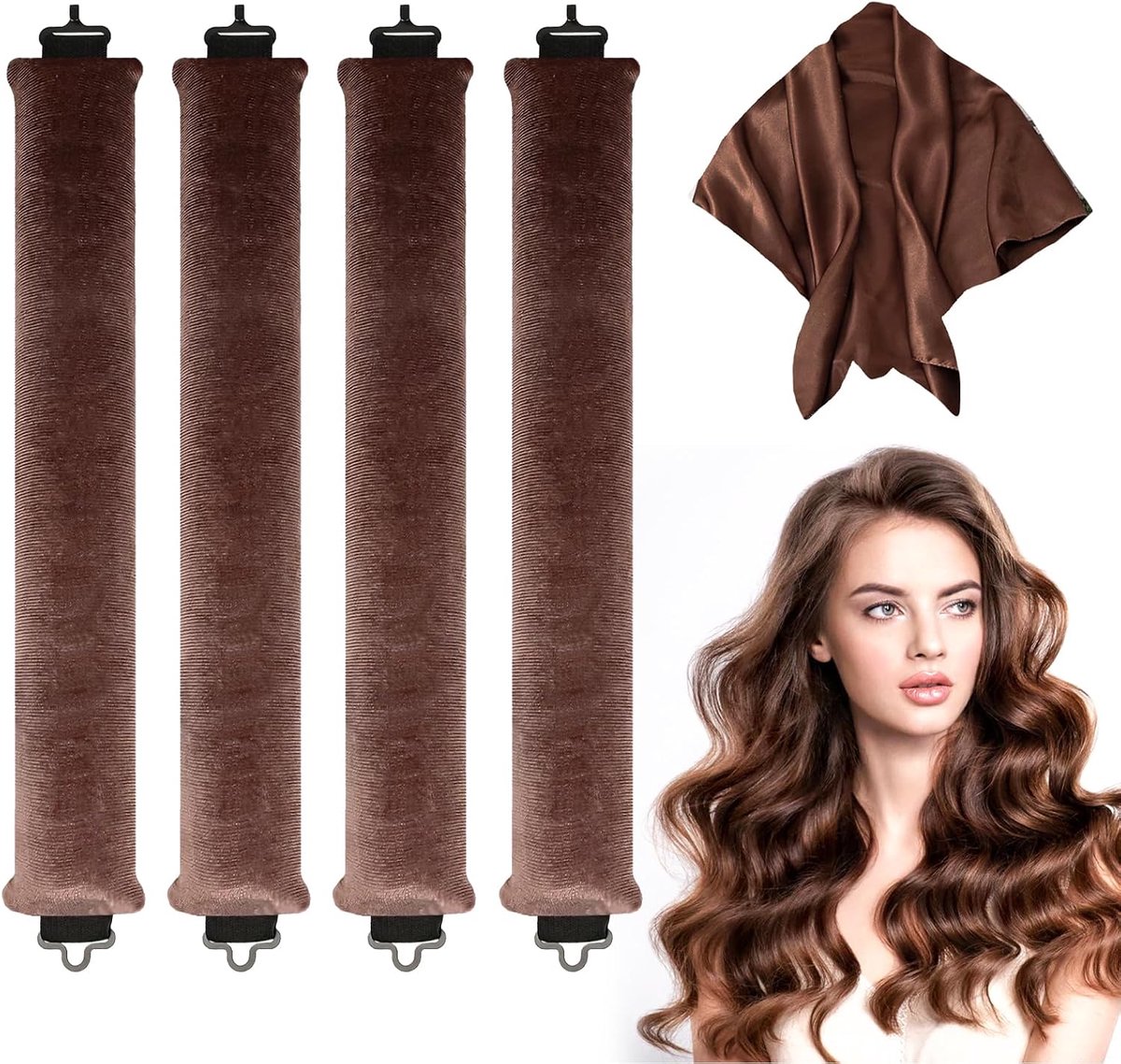 Haarkrullers zonder hitte, haarrollers zonder hitte, krullint voor een föhnbehandeling 's nachts, haarrollers voor alle haartypes