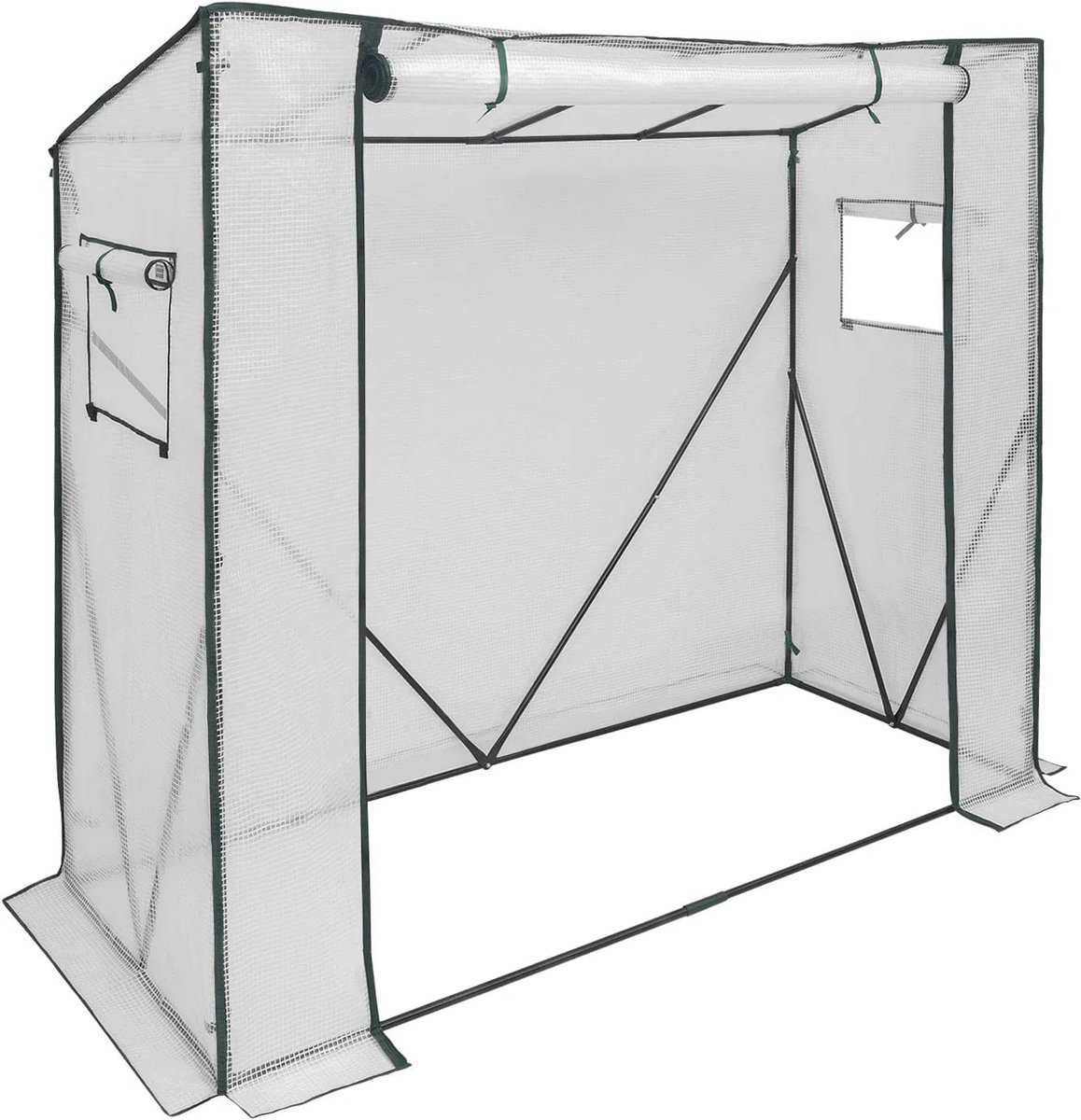 Klarven® Plantenkas Wit - Beschermt tegen kou, vorst en wind - PE afdekking 130 g/m², stabiel stalen frame, zonder gereedschap te monteren - L 200 x D 77 x H 146 cm