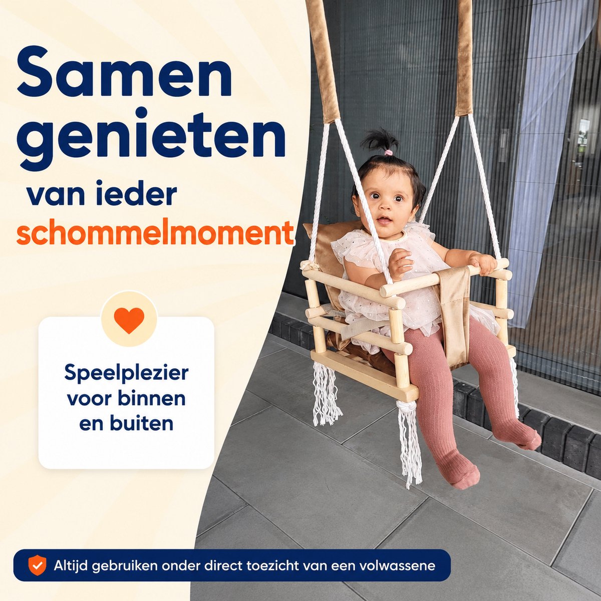 Trendmix Houten Babyschommel 3-in-1 – Meegroei Kinderschommel & Schommelzitje – Binnen & Buiten – Tot 25 kg — afbeelding 4