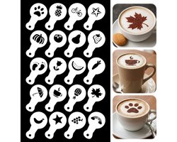 20 Stuks Koffiestencils voor Latte Art en Cappuccino - Creatieve Sjablonen voor Perfecte Koffie Decoratie
