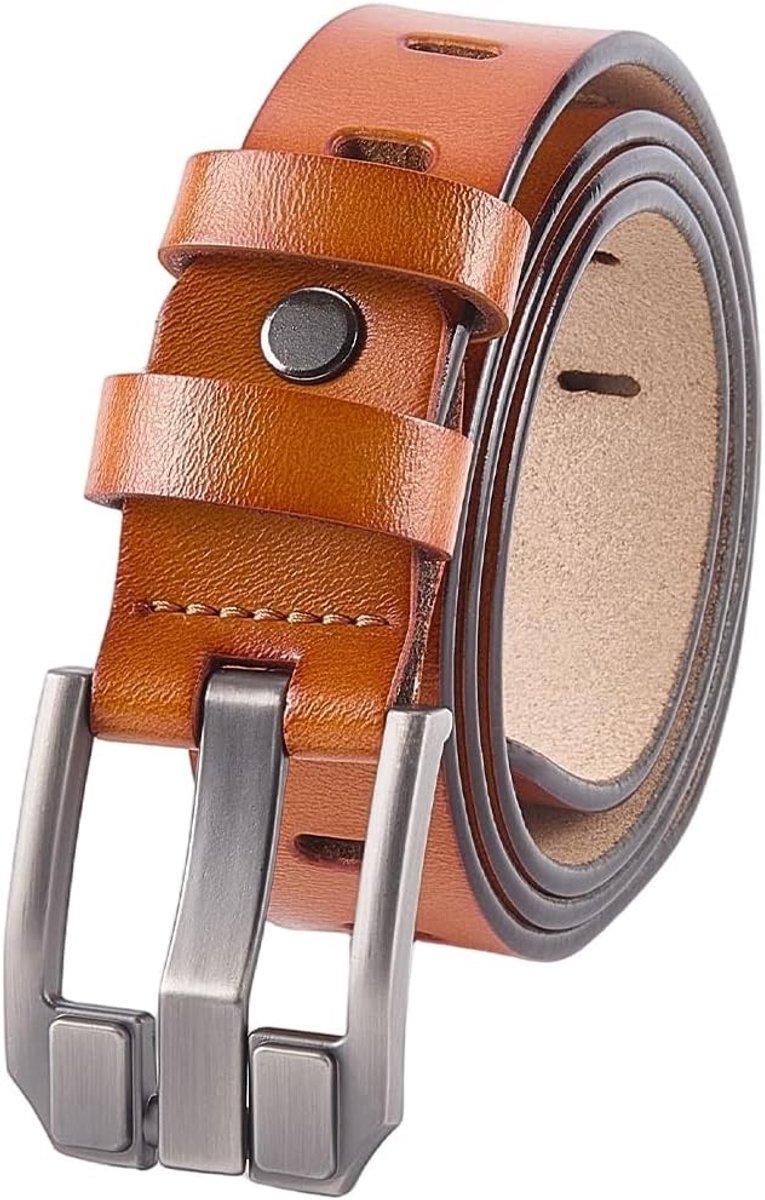 Echte leren damesriem in westernstijl met verstelbare gesp, retro vintage design voor jeans en broeken, 109 x 3,6 cm