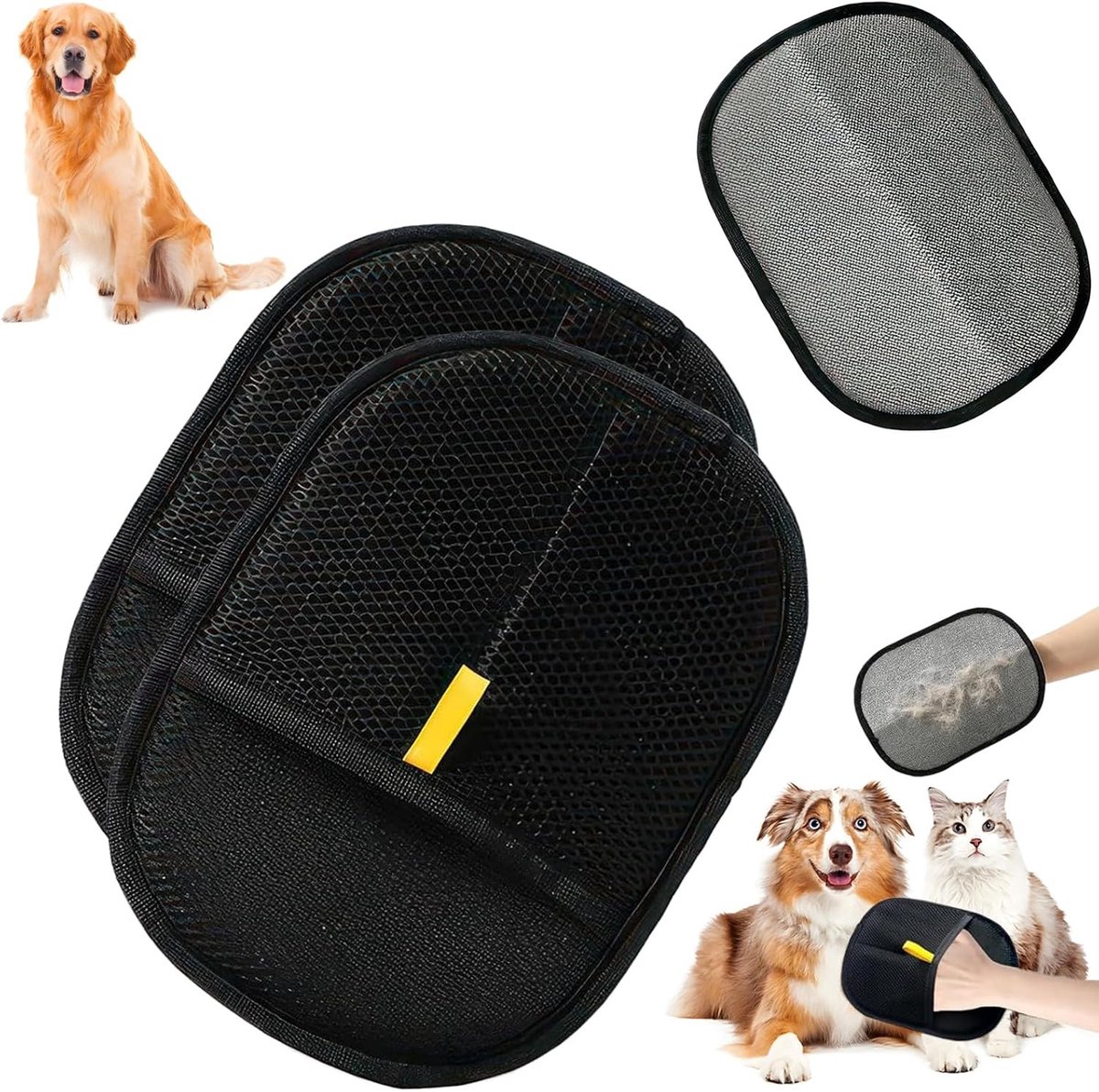 Haarverwijderhandschoen voor Dieren, Herbruikbare Grooming Handschoen, Anti-Statisch, Ideaal voor Honden en Katten, 20 x 15 cm, Effectieve Vachtverzorging