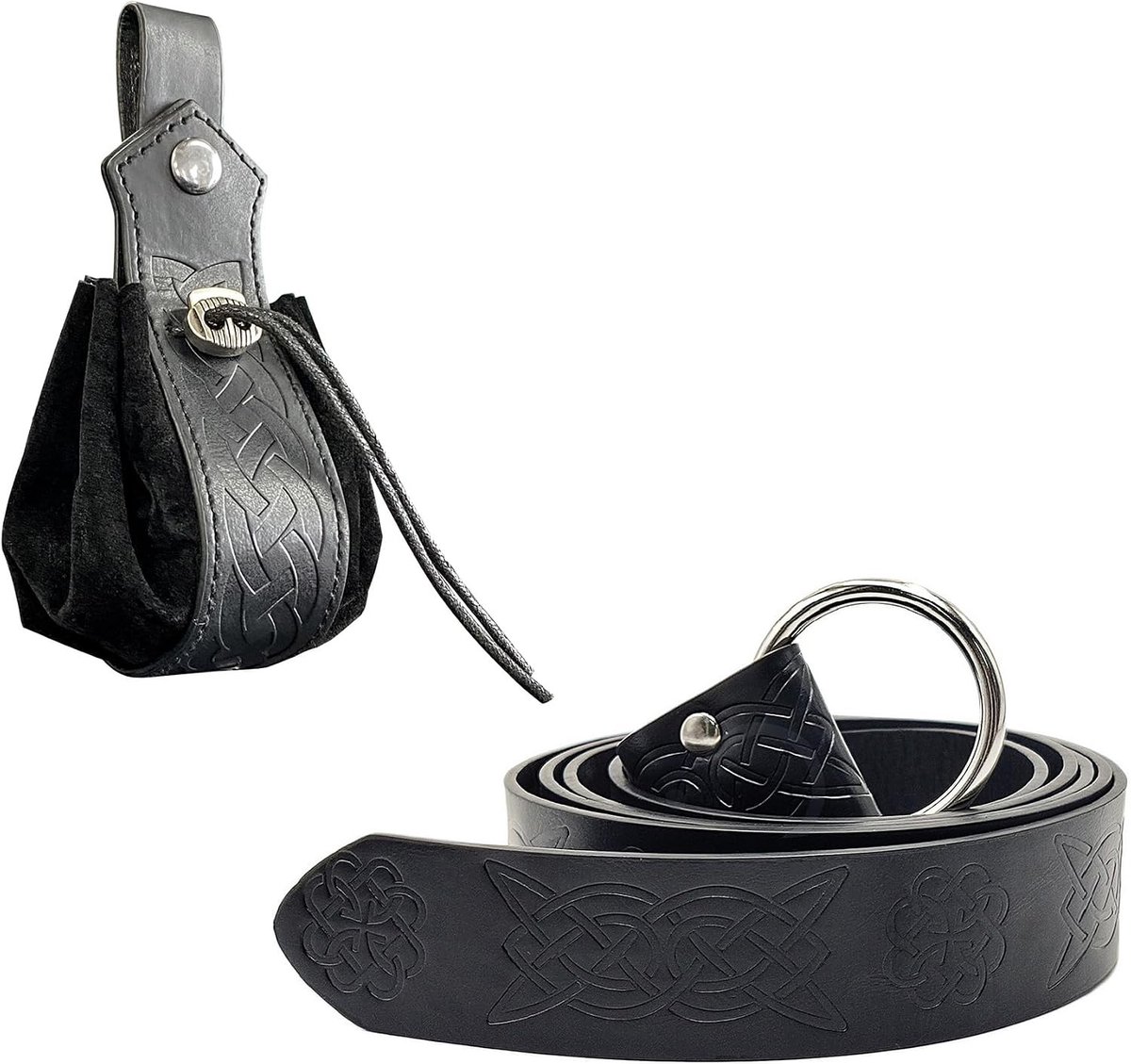 Medieval Faux Leather Riem met Pouch en Trekkoord Dice Bag voor LARP en Renaissance Evenementen, Retro Ridder Accessoires Set