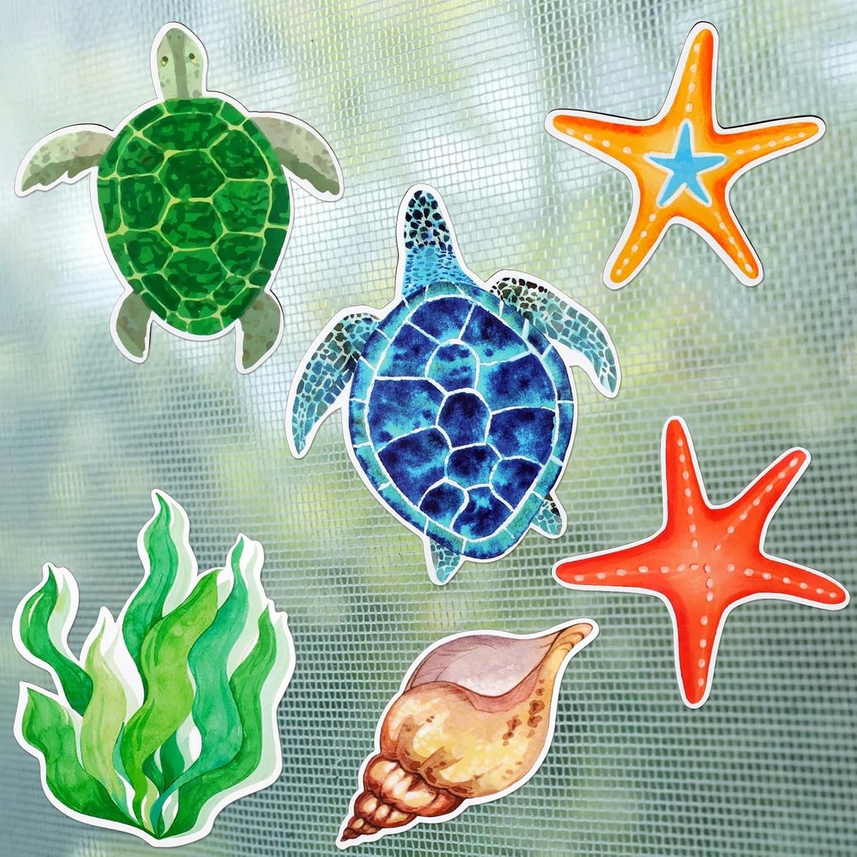 12 Stuks Ocean Themapaneel Magnetische Deurdecoratie, Zee Schildpad en Sterfles voor Deur en Raam, Flexibele Magnetische Bescherming