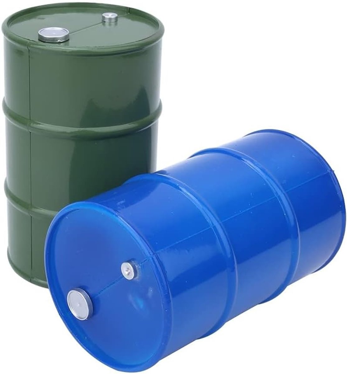 Miniatuur Metalen Petroleum Vaten Set van 2 - Decoratieve Brandstoftanks voor 1/10 RC Crawlers en Modelbouw Accessoires