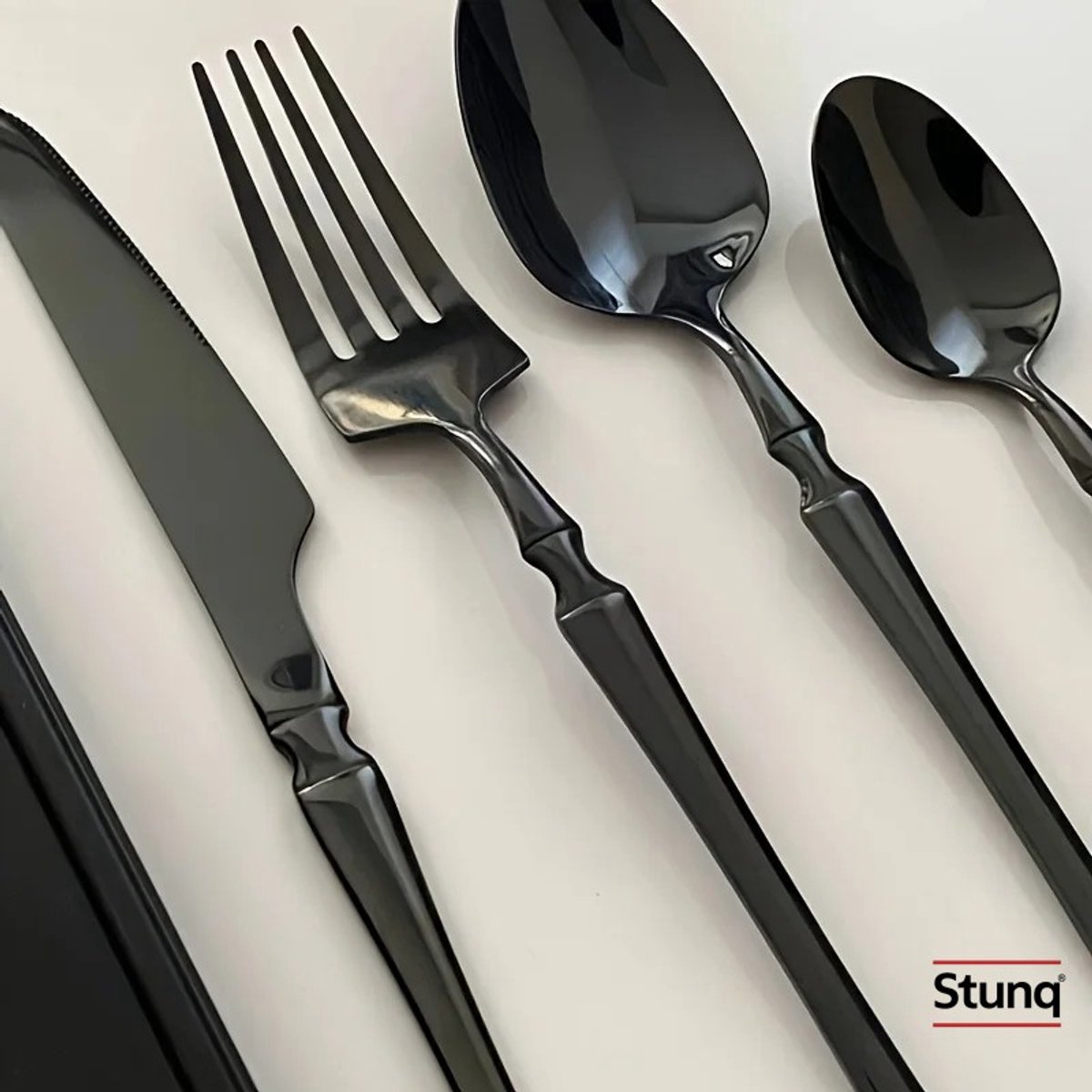 Stunq® 40-delige bestekset zwart RVS spiegelglans
