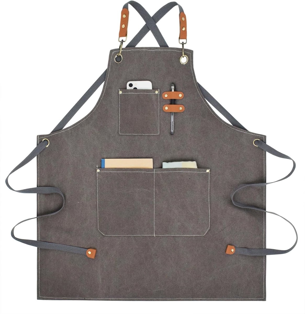 Multifunctionele Canvas Werkschort met Zakjes voor Gereedschap en Kookaccessoires
