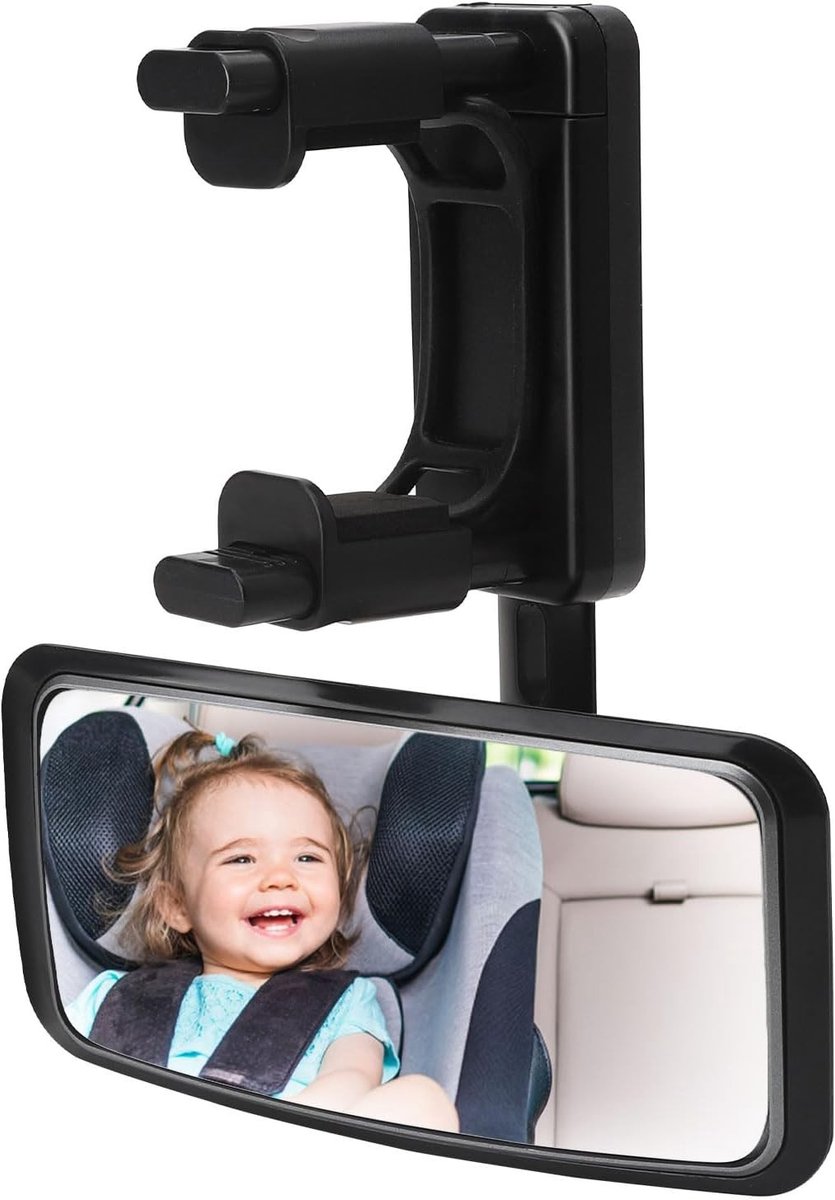360° Draaibare Achteruitkijkspiegel voor Baby's, Veiligheid Spiegel voor Autostoel, Kinderen en Peuters, Geschikt voor Alle Hoofdsteunen