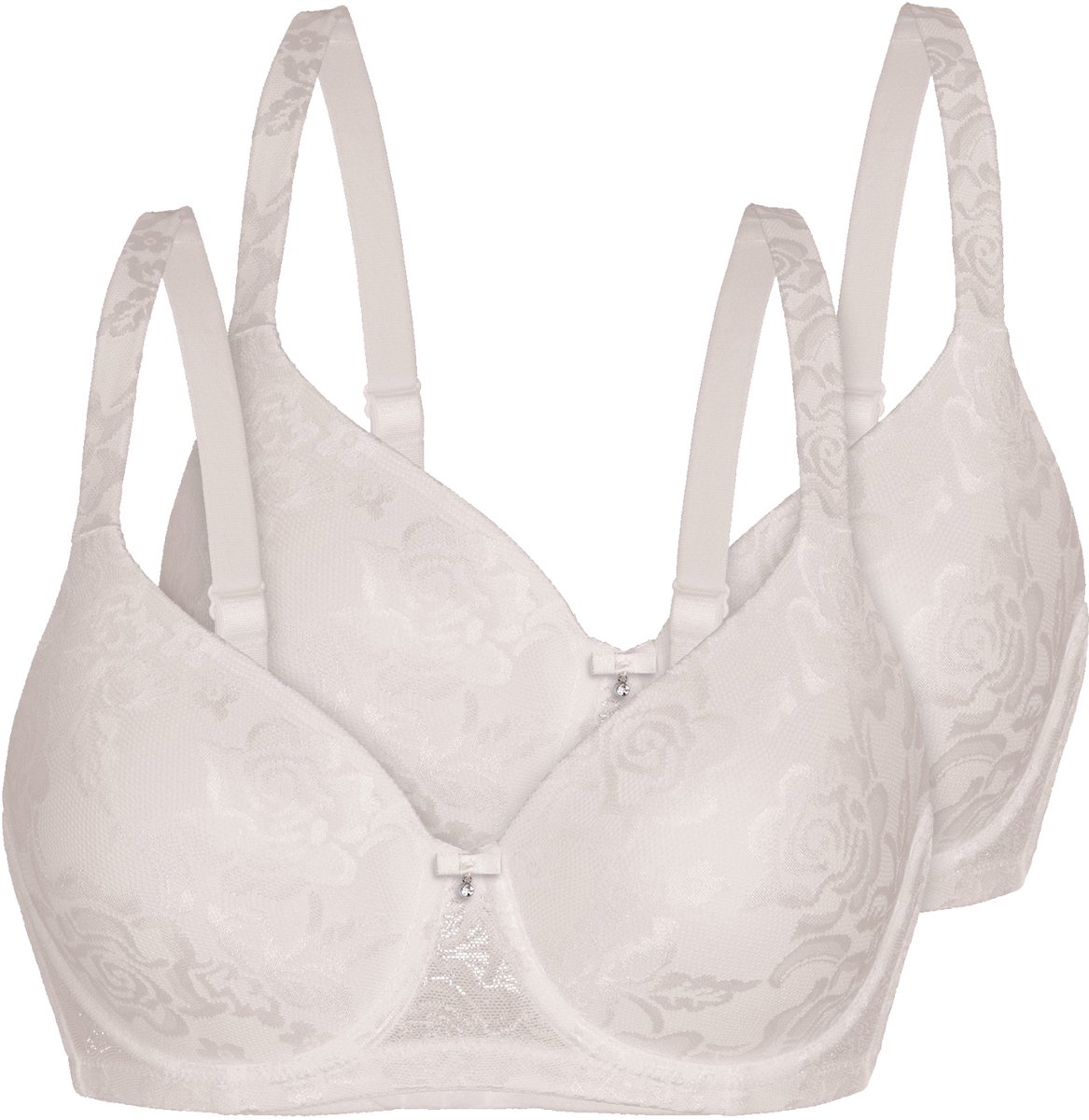 Sassa Voordeelpak van 2 voorgevormde bh's Allover Lace-jacquard ivoor