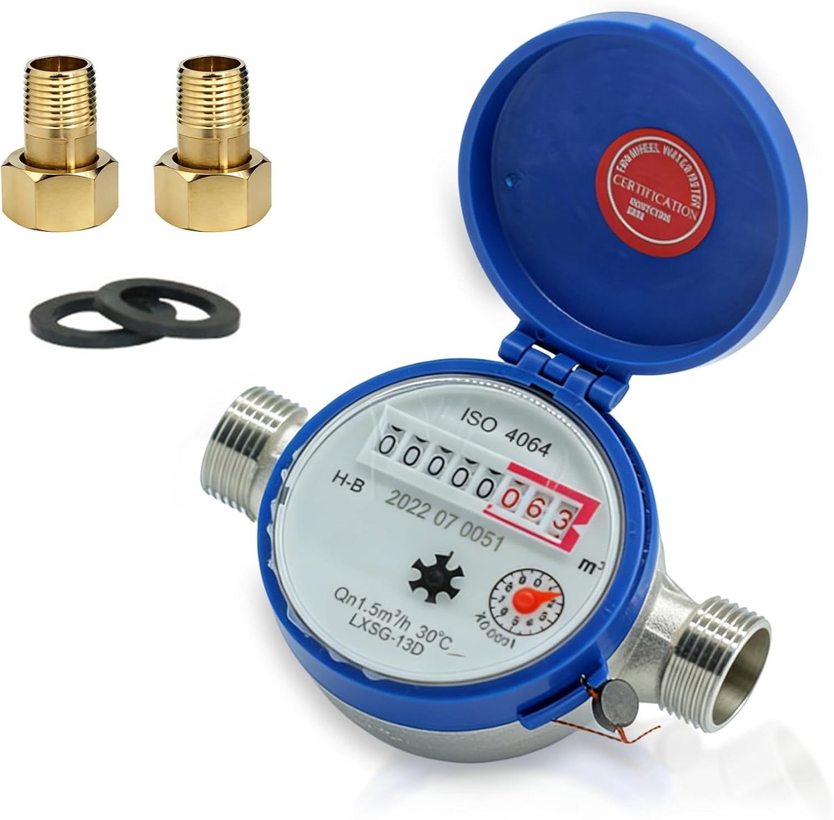 Tuinslang Watermeter 1/2 Inch Geijkt voor Koud Water met Bevestigingsaccessoires en Beschermhoes voor Thuis en Tuin Gebruik