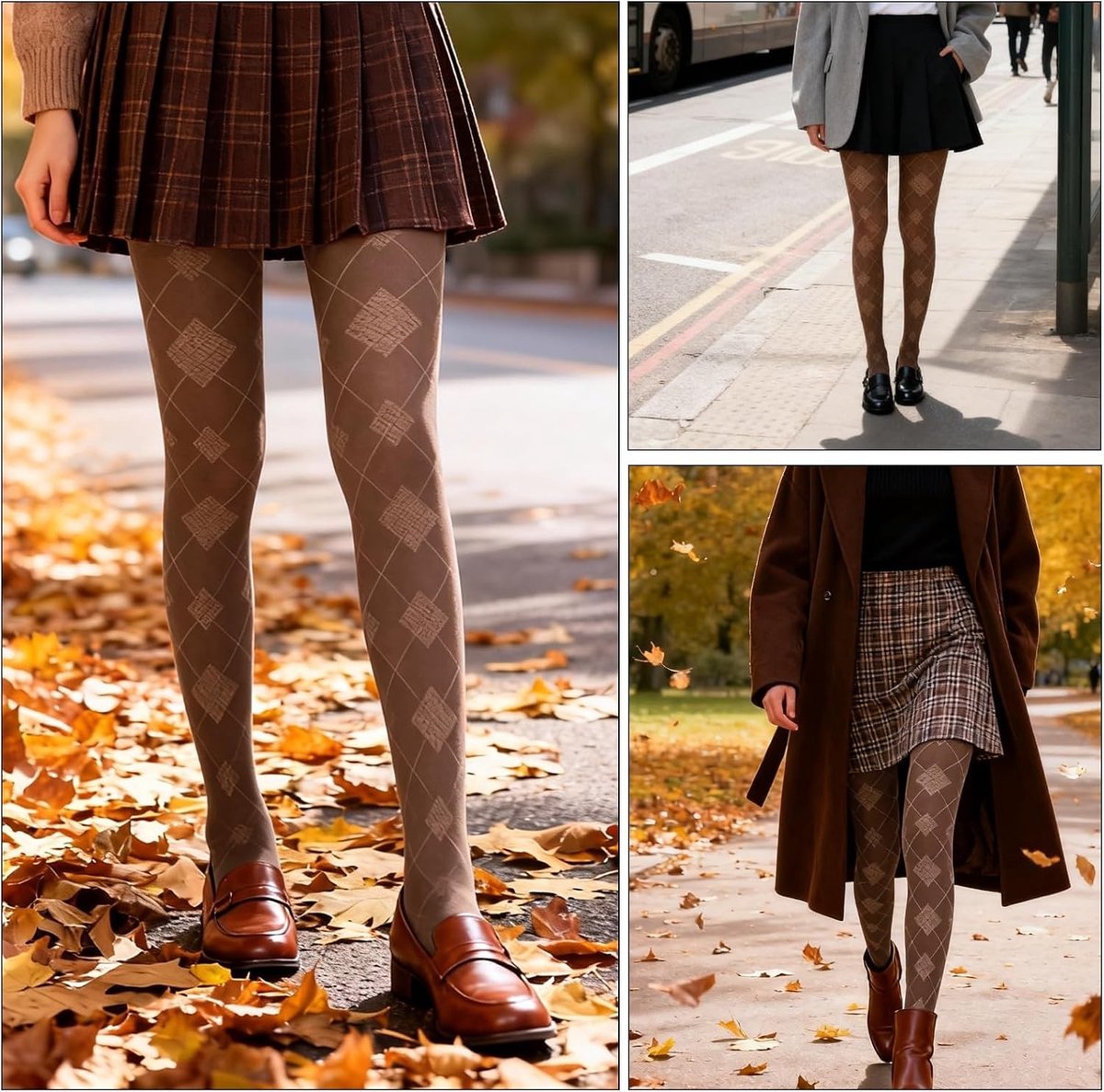 Dames Opaque Ruitpatroon Katoenen Slankmakende Panty voor Herfst en Winter, Ideaal voor Casual en Formele Outfits
