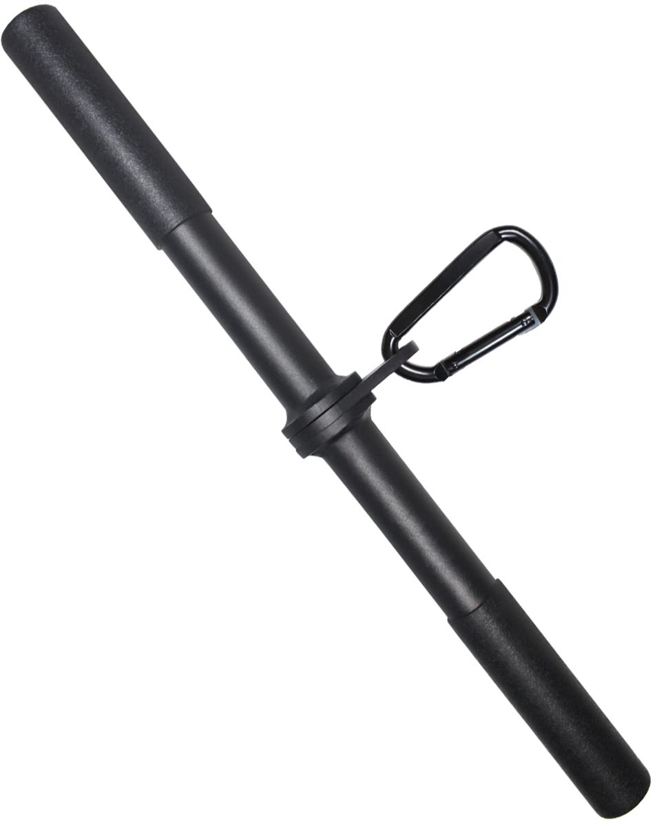Rechte Kabeltrek Stang - Roterend - Met karabijnhaak - Voor lat pulldown, biceps en triceps training - Thuisgymnastiek