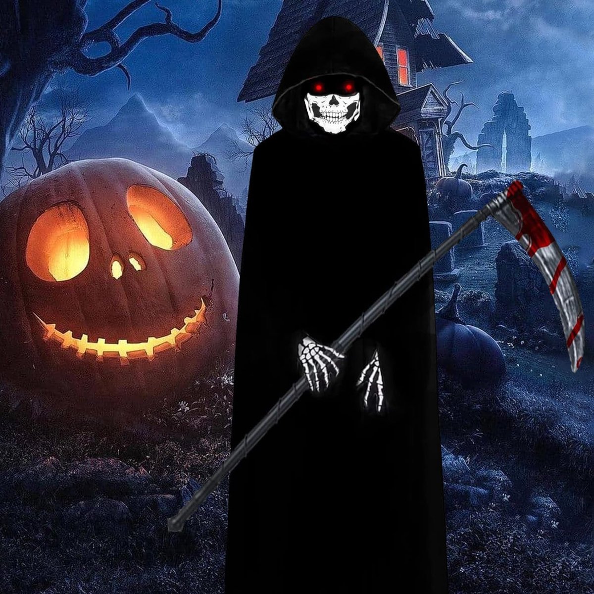 Halloween Kostuum Cape met Kap voor Volwassenen - Zwarte Hooded Cape voor Skelet Cosplay en Feestdecoratie