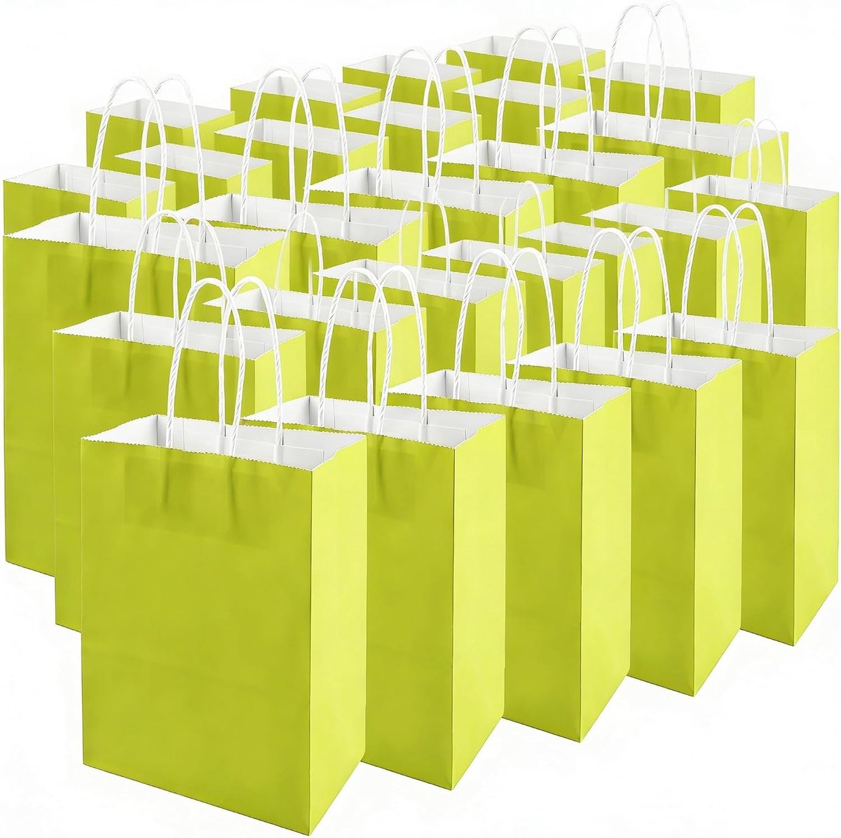 75 Stuks Groene Papieren Tassen met Handvat 15 x 8 x 21 cm - Kraft Tassen voor Cadeaus, Verjaardagsfeesten en Kerstmis