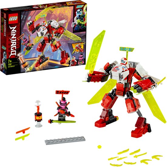 LEGO Ninjago set 71707 met de Mech Jet, minifiguren Digi Kai en Richie, en extra wapenaccessoires.