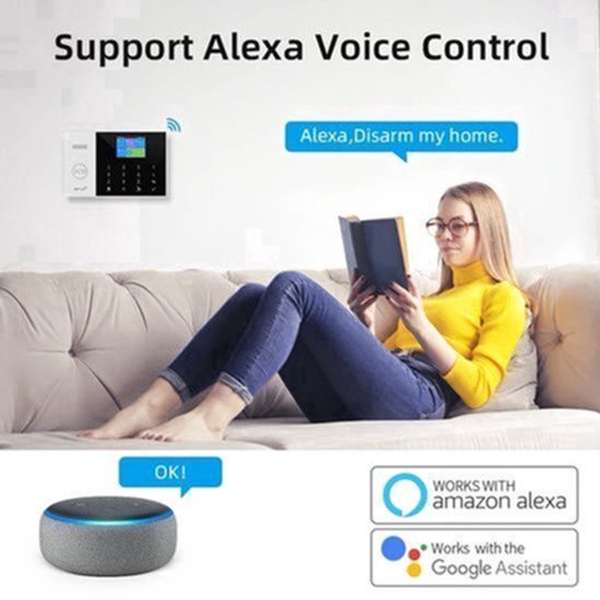 Alarmsysteem - Sirene - Smart Home Security System - App-bediening - 433MHz WiFi - 4G - Tuya Smart Alarm - Draadloos - Tuya - Wit
