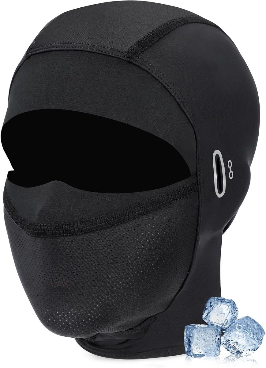 Ademende Balaclava voor Zomer - UV-bescherming, Elastisch en Geschikt voor Fietsen en Buitenactiviteiten - Unisex, Zwart, One Size