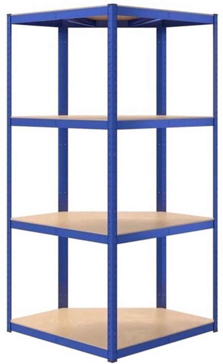 Opbergrek – Opbergkast – Stellingkast – Magazijnstelling – Opbergrek – 4 Lagen – Stalen Frame & Houten Planken – Extra Sterk & Gemakkelijk Te Monteren