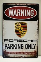 Metalen Wandbord Porsche Parking Only - 20x30 cm - Vintage Porsche Logo Parkeerbord voor Garage, Man Cave & Oprit