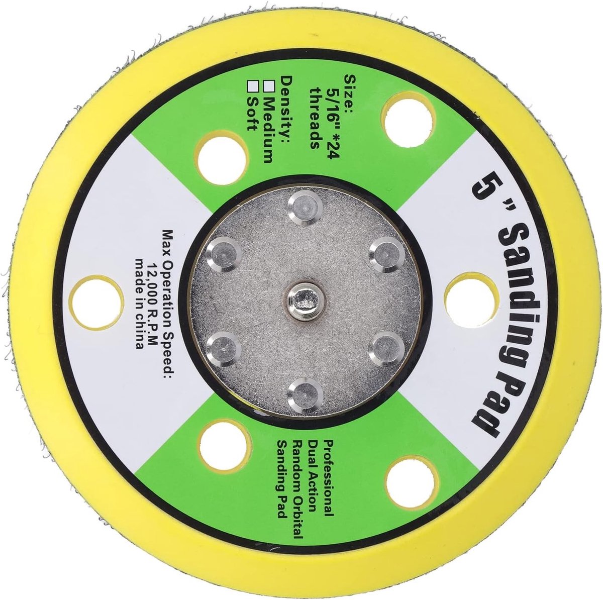 Sanding Pad met Haak en Lussen, PU Achterplaat voor Pneumatische Schuurmachines, 12000rpm Polijstschijf Houder, Geschikt voor Standaard Maten Schuurmachines