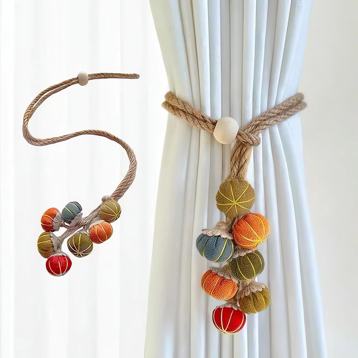 Gordijnhouders - Set van 2 - Katoen - Boho - Handgemaakt - Onbreekbaar