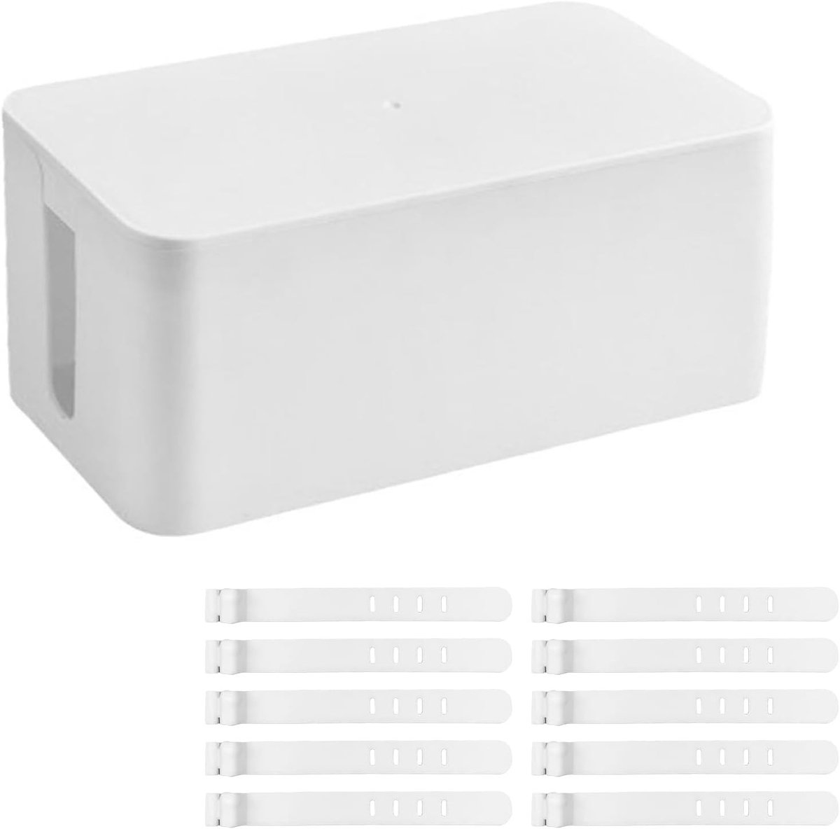 Kabelbeheerdoos en bureau-organizer voor het verbergen van stroomstrips en elektrische kabels, inclusief 10 kabelbinders (wit)