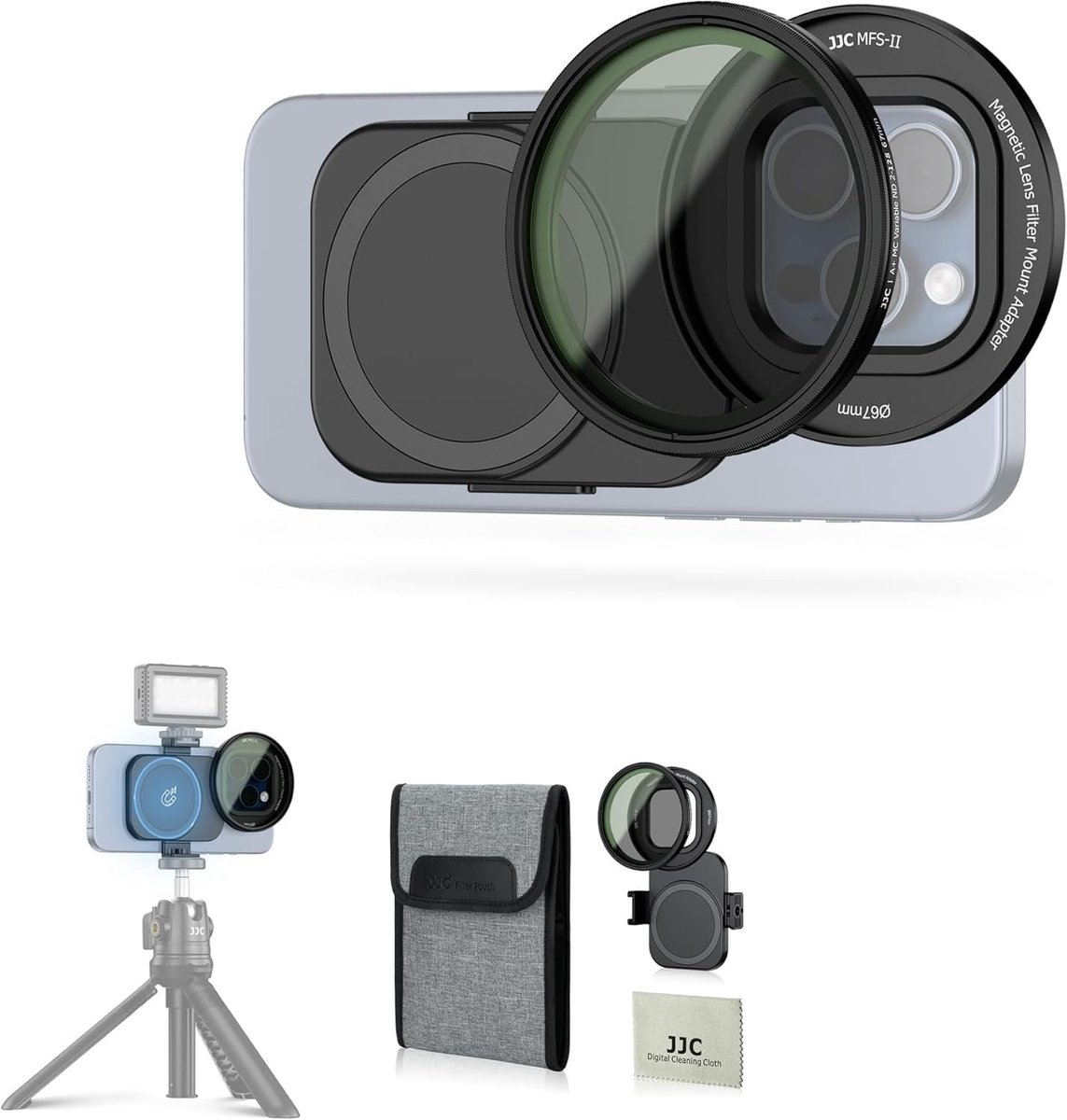 Magnetische Filteradapter 67mm voor Telefoon met ND2-128 Variabele Filter voor iPhone 14/15/16 Pro Plus Max - Professionele Fotografie Accessoire
