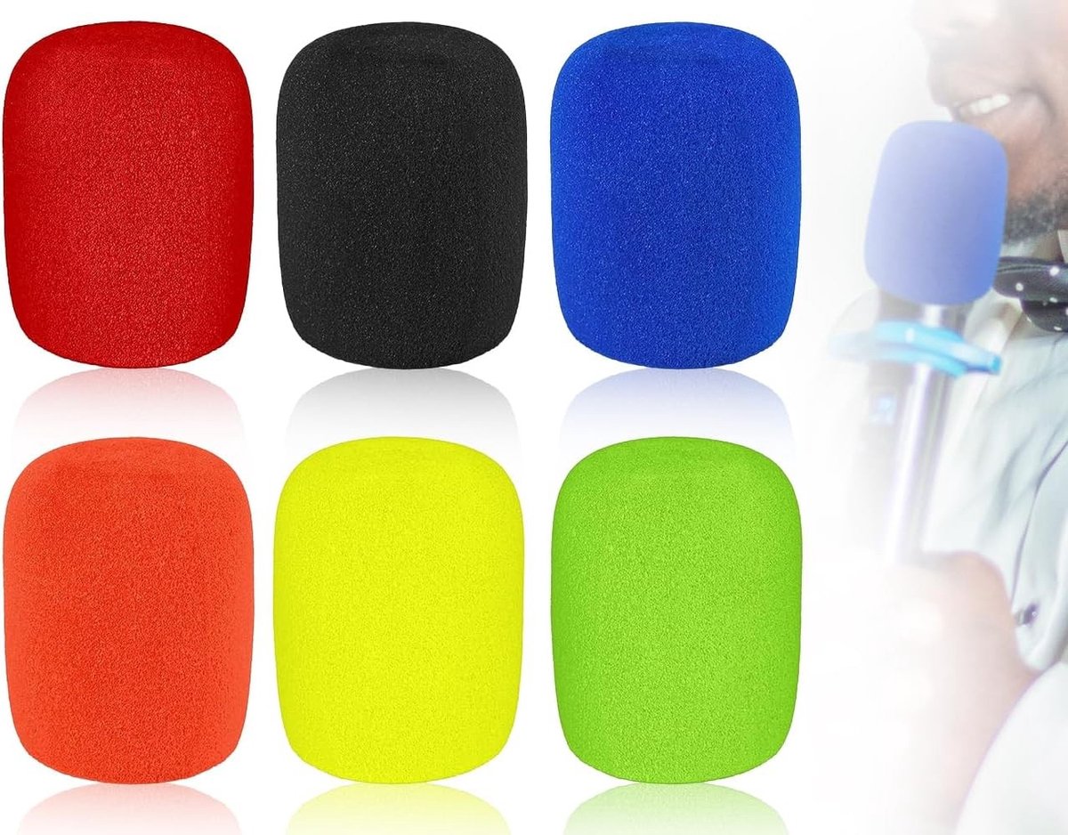 Set van 6 Microfoon Windbescherming en Popfilter Schuim Covers voor Karaoke en Podiumoptredens