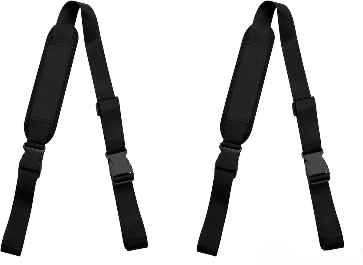 Fiets sleeptouw - Zwart - Verstelbare Antislip Draagriem met Schouderkussens - Set van 2 - Voor Transport van Sport- en Vrijetijdsuitrusting