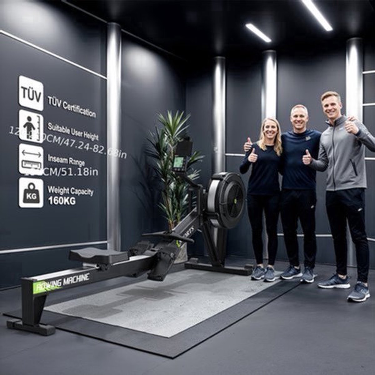 Roeimachine – Roeitrainer – Roeiapparaat – Fitness Roeimachine – Air Resistance Rowing Machine – 10 Weerstandsniveaus – Draadloos Smart Display – Inklapbaar – Max 160 kg Belastbaar