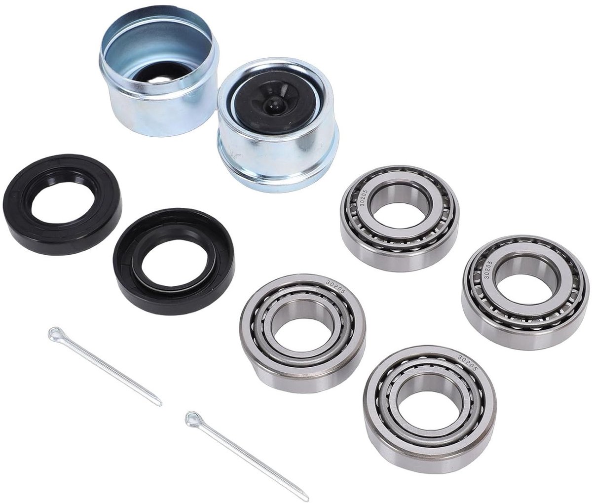 Complete Trailer Wielnaaflager Kit met 30205 Lagertjes, TC Seals, Stofkappen en Splitpennen voor Lichte Aanhangwagens, 25 mm
