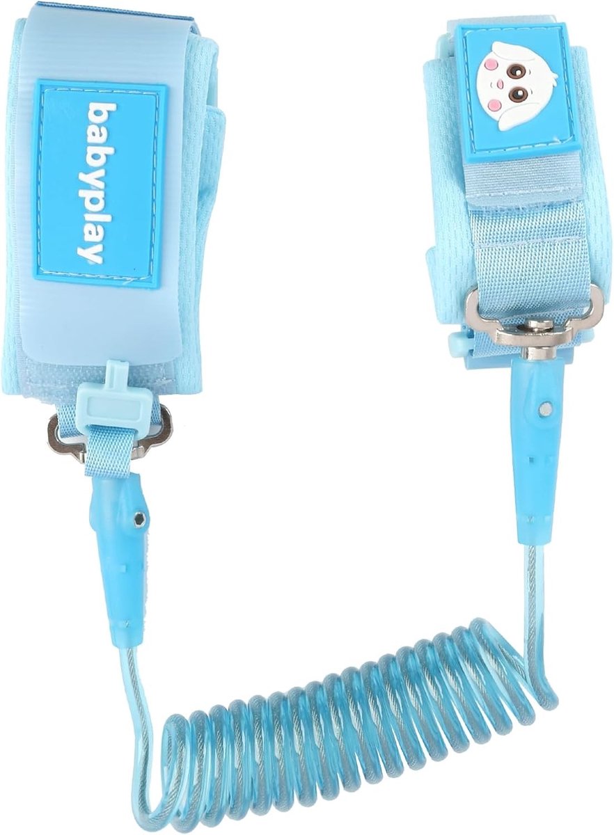 Verstelbare Kindveiligheidsriem met Magnetische Sluiting, 360 Graden Polsband en Luminous Nachtfunctie, Blauw, Ideaal voor Buitenactiviteiten en Veiligheid