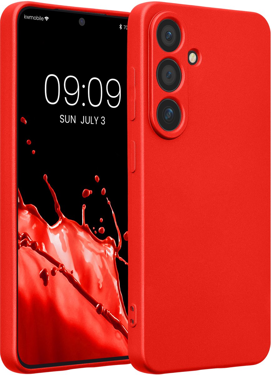 kwmobile metallic telefoonhoesje van TPU - geschikt voor Samsung Galaxy S25 - Flexible case voor smartphone - In metallic donkerrood